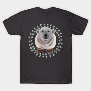 Polar Bear on Aquilegia pattern T-Shirt